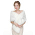 White Faux Fur Scarf Shawl for Women, Warm Large Long, with Faux Fur Trim, for Party Wedding Evening Dress Winter