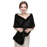 Black Faux Fur Scarf Shawl for Women, Warm Long Large Bridal Shoulder Warmer for Party Wedding Evening Dress Winter Use