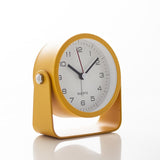 Silent Analog Alarm Clock with Night Light Adjustable Angle for Travel Nightstand Bedroom, Orange Metal