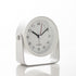 Silent Analog Alarm Clock with Night Light Adjustable Angle for Travel Nightstand Bedroom, White, Metal