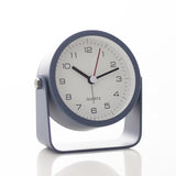 Silent Analog Alarm Clock with Night Light, Adjustable Angle for Travel Nightstand Bedroom, Blue Metal Clock