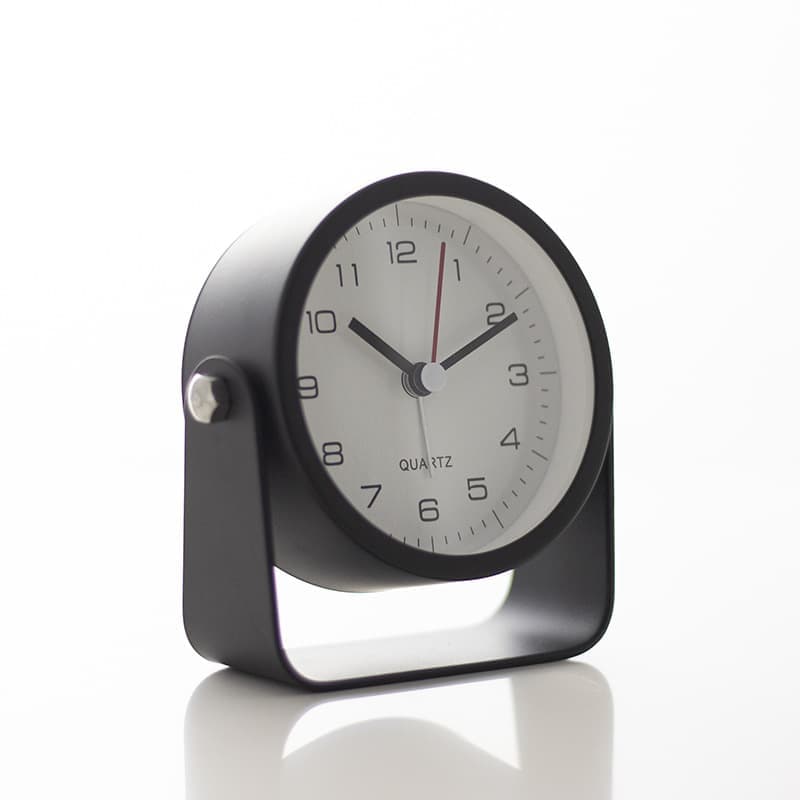 Silent Analog Alarm Clock with Night Light, Adjustable Angle for Travel Nightstand Bedroom, Black, 3.5 inches