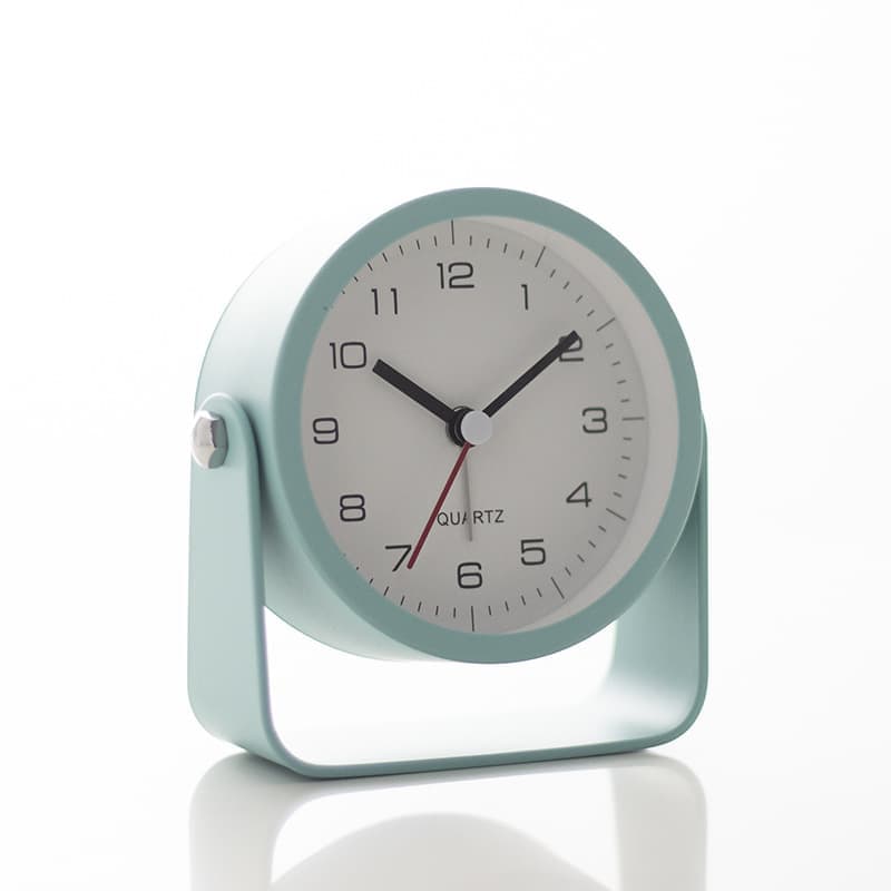 Analog Alarm Clock Silent with Night Light, Adjustable Angle for Travel Nightstand Bedroom, Metal Clock, Light green