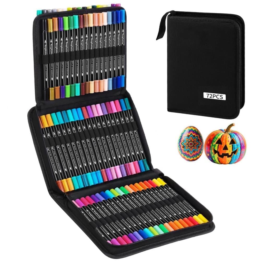 72-Pack Washable Double-Ended Watercolor Pens for Creative Painting, with 144 Tips