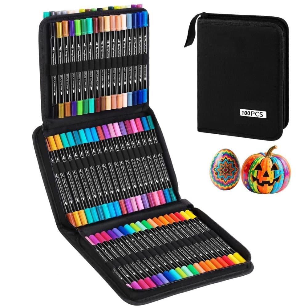 100-Pack Double-Ended Watercolor Pens for Creative Painting, Washable, 100-Pack