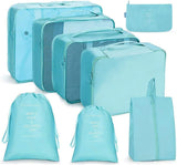 8-Piece Water Resistant Lightweight Travel Organizer for Bags, Blue
