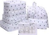 8-Piece Travel Organizer for Bags, Water Resistant Lightweight, White