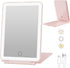 Rechargeable Portable Foldable Makeup Mirror with 3 Color Modes Adjustable Lighting