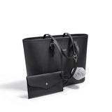 Women's Large Capacity PU Leather Tote Bag, Elegant Shoulder Bag for Work Shopping Party, Black