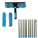 2-in-1 Window Squeegee with Telescopic Handle, 4.5m, Blue - Effective Cleaning for High Windows Cars Showers Indoors Outdoors