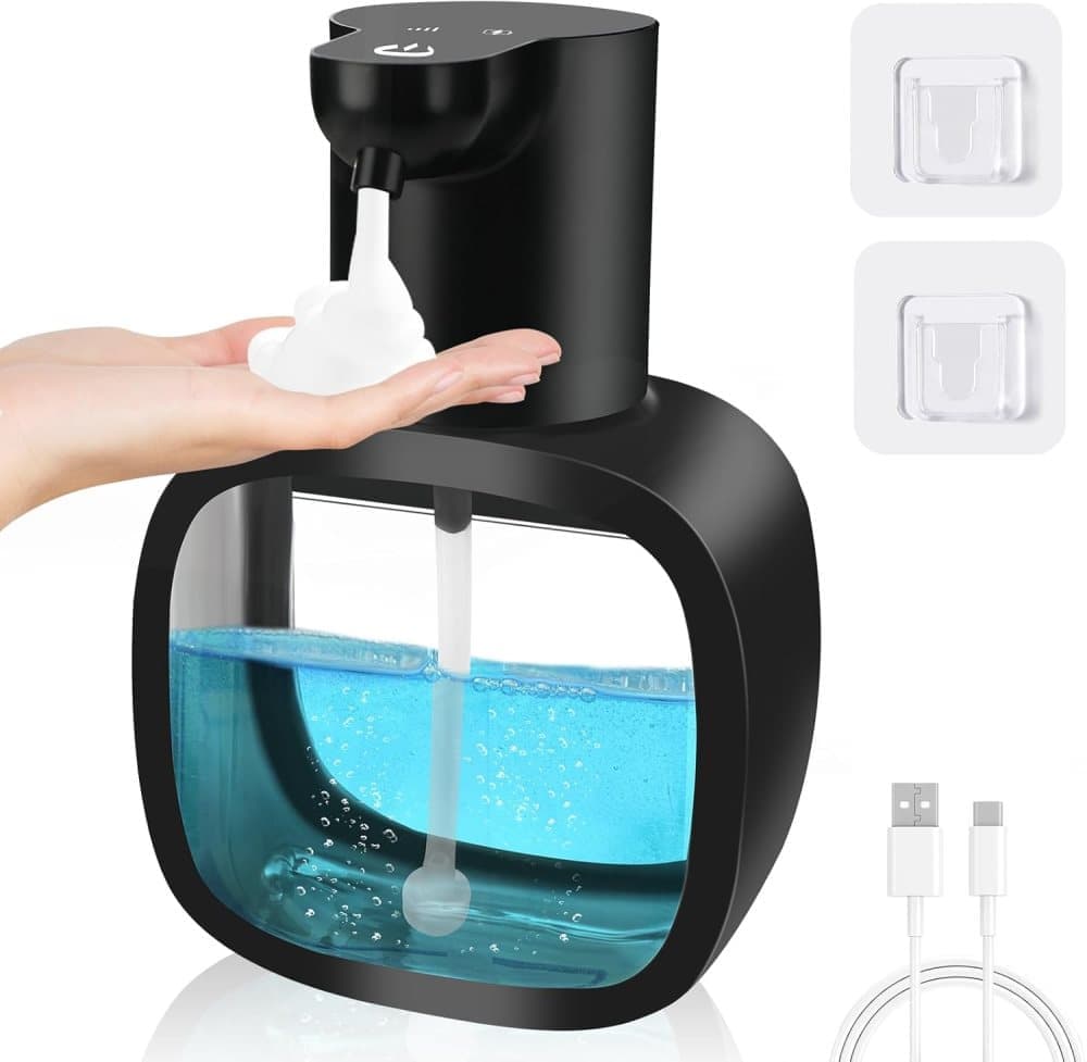 500ml Touchless Automatic Soap Dispenser with USB-C Charging, compatible with Liquid Soap, Black