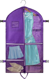 1 Foldable Garment Bag with 5 Pockets, 110x60 cm, Purple