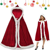 Red Christmas Cloak with Hood for Women, Santa Costume for Christmas Party and Cosplay, One Size, 150cm