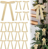 12 Christmas Bows Velvet Tree Decorations in Beige, 6-inch