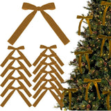12 Christmas Bows Velvet Tree Decorations in Dark Brown