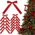 12 Christmas Bows Velvet Tree Decorations, Red