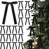 12 Christmas Bows Velvet Tree Decorations in Black, 6 inches