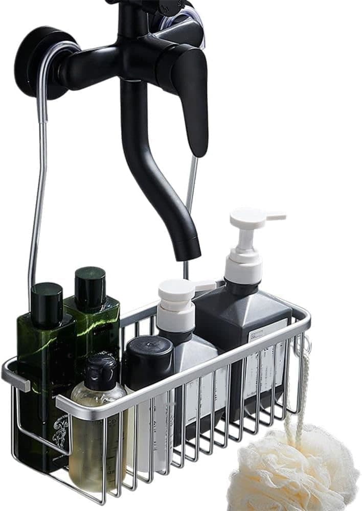 Shower Shelf without Drilling Hanging Shower Basket for Shampoo and Soap, Silver, Bathroom Storage Organizer