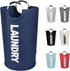 90L Foldable Laundry Basket with Handles, Waterproof, Dark Blue, 38x38x79 cm