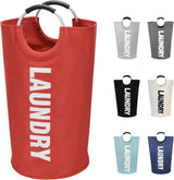 Foldable Laundry Basket 90L Waterproof with Oxford Fabric, 38x38x79 cm, Red