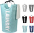 90L Foldable Laundry Basket with Handles, Waterproof, Light Blue, 38x38x79 cm