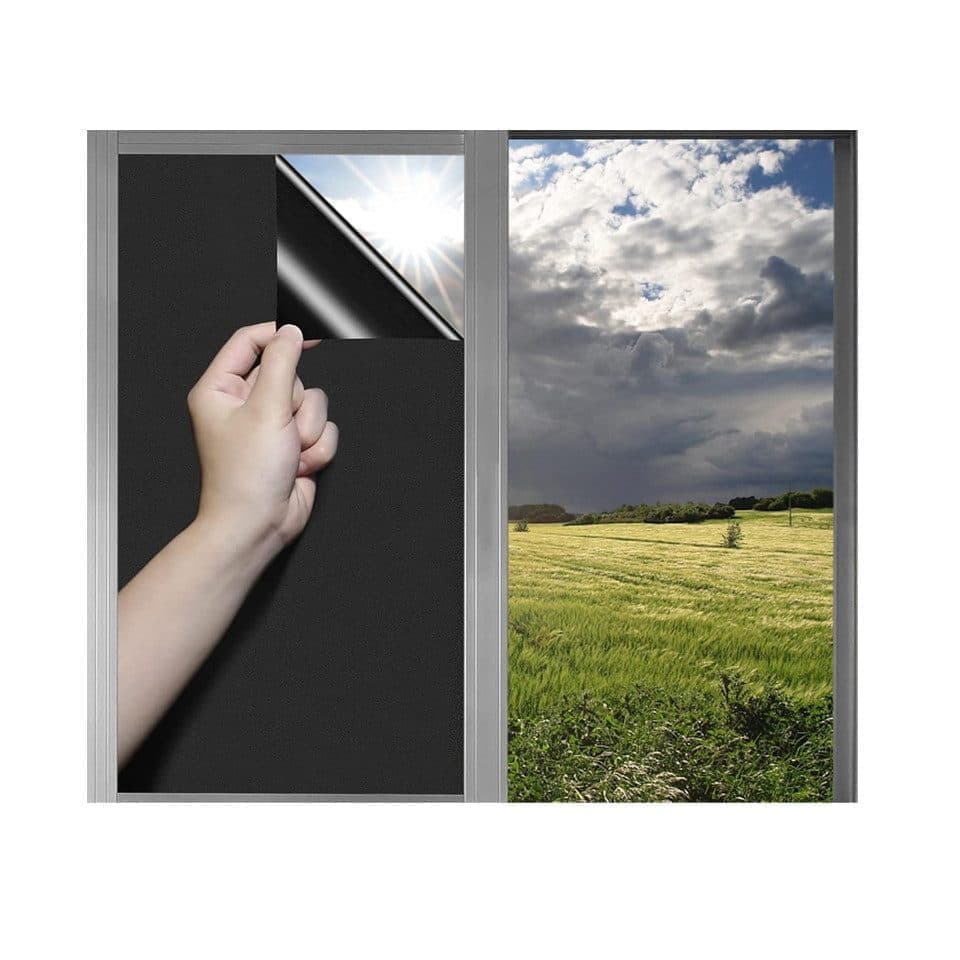 Black Self-Adhesive Window Film Mirror Reflective for Sun UV Protection and Privacy Blocks Heat, 50cmx2m