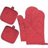 Heat-resistant oven mitts and grill gloves with anti-slip, kitchen potholders up to 300°C, red