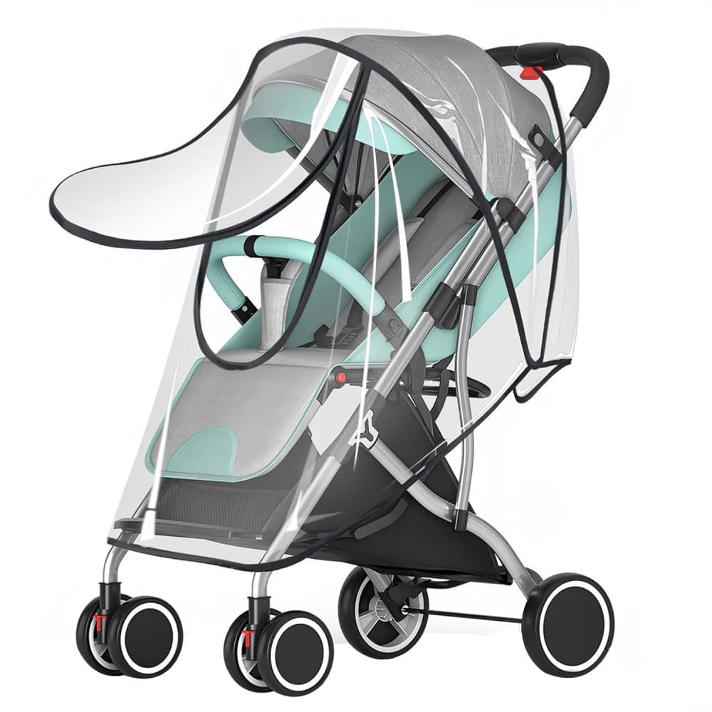 Universal Rain Cover Stroller Transparent EVA with Zipper and Window, Wind and Waterproof Protection