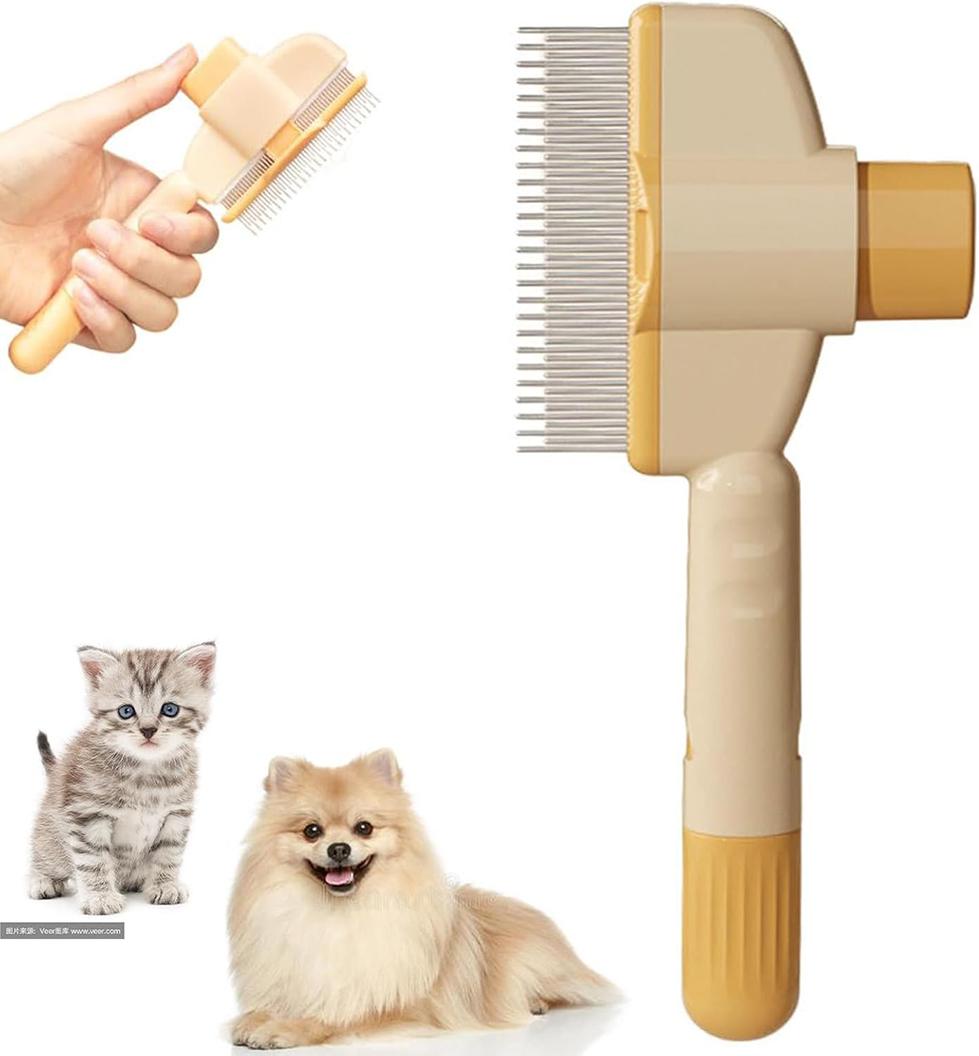 Self-Cleaning Dog Cat Fur Brush Removes Loose Hair, Easy Clean Design, Yellow