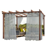 1 Pair Water Resistant Sheer Outdoor Eyelet Curtains, 132 cm × 183 cm, Gray