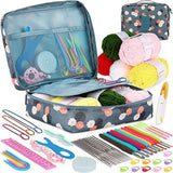 58-piece crochet hook set with yarn and bag for beginners, 10 sizes, Blue