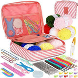 58-piece crochet hook set with yarn and storage bag for beginners, 10 sizes, light pink