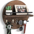 Wooden Key Holder with Storage Tray and Hooks for Hallway Corridor Bedroom Office, Brown