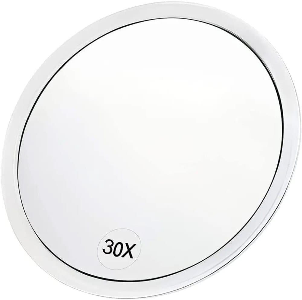 20X/30X Magnification Makeup Mirror with Tweezers, White, 30X
