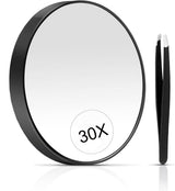 20X/30X Magnification Makeup Mirror with Tweezers, Black, 30X
