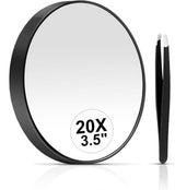20X/30X Magnification Makeup Mirror with Tweezers, Black, 20X