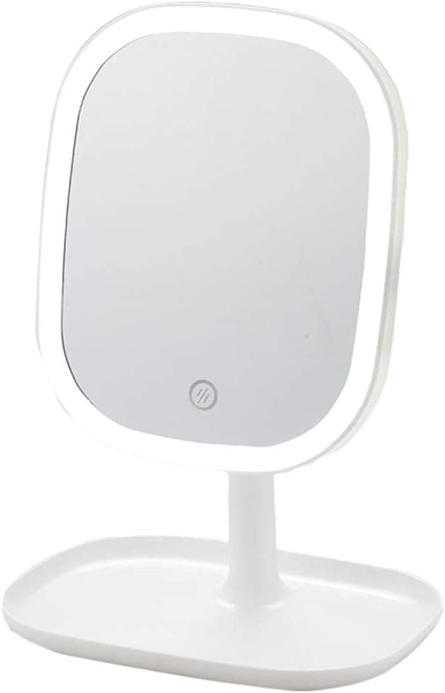 LED Makeup Mirror Rechargeable with Touch Control 3 Colors Dimmable 360 Adjustable, White