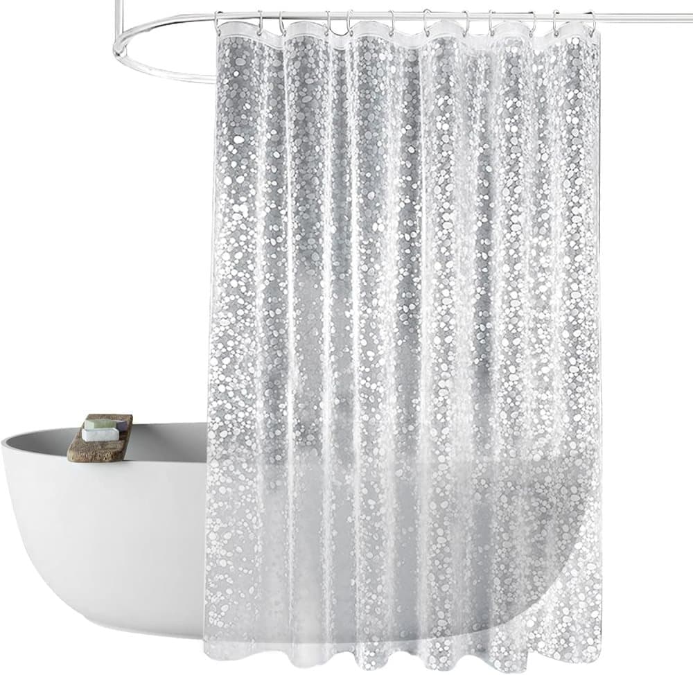 Waterproof Shower Curtain with Bottom Magnet and Weight Pebble Pattern, 180x180 cm