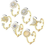 6 pcs Rotatable Antistress Fidget Spinner Rings, Gold