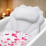 Ergonomic Bathtub Pillow with 6 Strong Suction Cups, Support for Head Neck Shoulders & Back, 4D Design, White