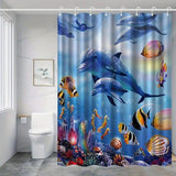 Waterproof Dolphin Shower Curtain, Mildew Resistant Bathroom Decor with Dolphin Design, 71x72 inches