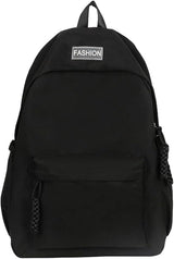 Waterproof School Backpack for Travel, Unisex Solid Color, Black