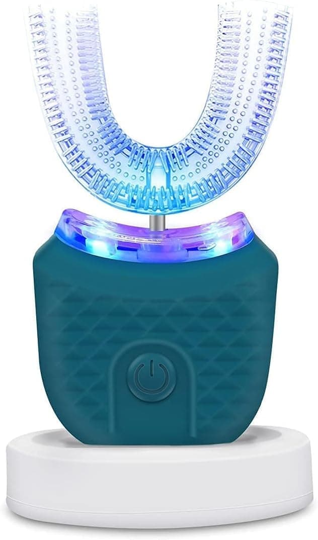 U-Shaped Electric Toothbrush with 3 Cleaning Modes, IPX7 Waterproof, Automatic Ultrasonic Tooth Cleaner, Compatible with Oral-B, Green
