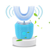 360° U-Shaped Electric Toothbrush with 3 Cleaning Modes, IPX7 Waterproof, Automatic Ultrasonic Tooth Cleaner, Compatible with Oral-B, Blue