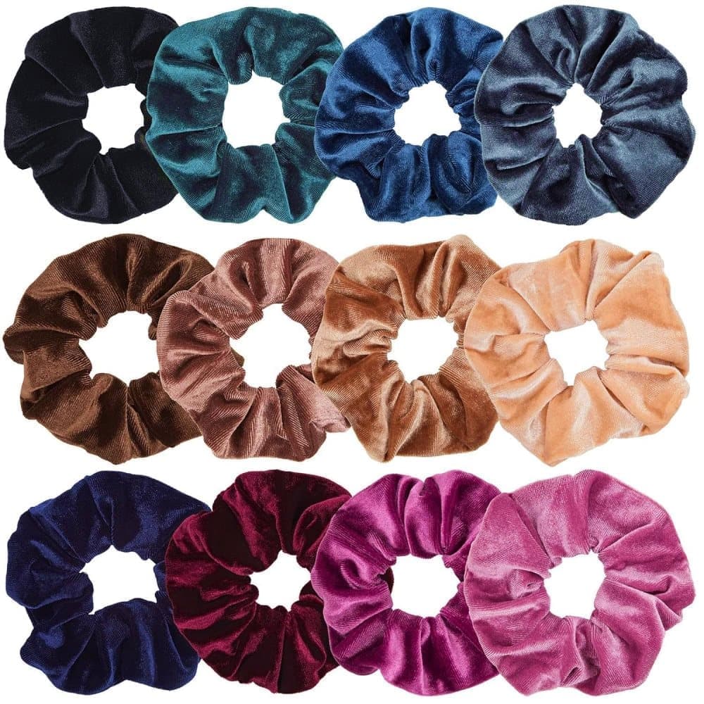 12pcs Velvet Hair Scrunchies for Women, Large Size