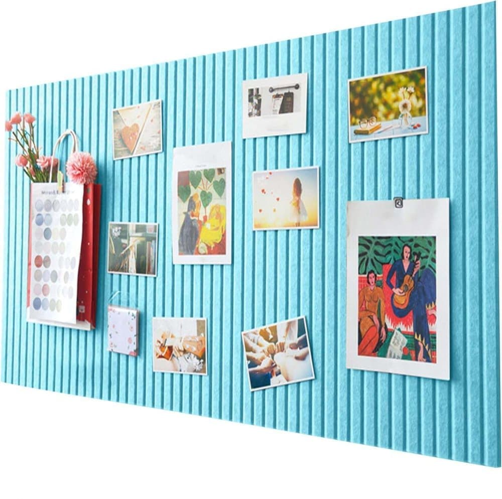 Blue Self-Adhesive Photo Board, Decorative Cork and Wall Panel Bulletin Board with Acoustic Panels for Photos and Messages, for Home and Office, 30x30cm