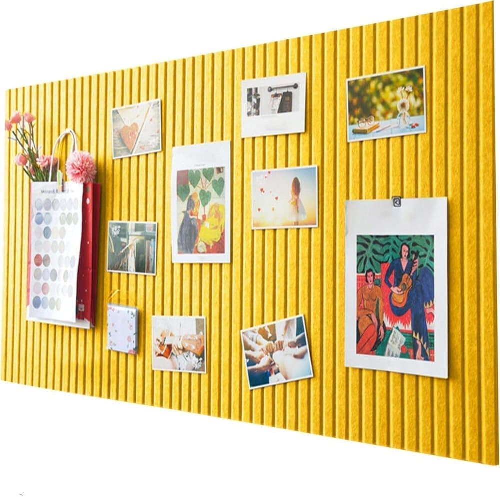 Yellow Self-adhesive Photo Board, Decorative Cork and Wall Panel Bulletin Board with Acoustic Panels for Photos and Messages, for Home and Office, 30x30cm
