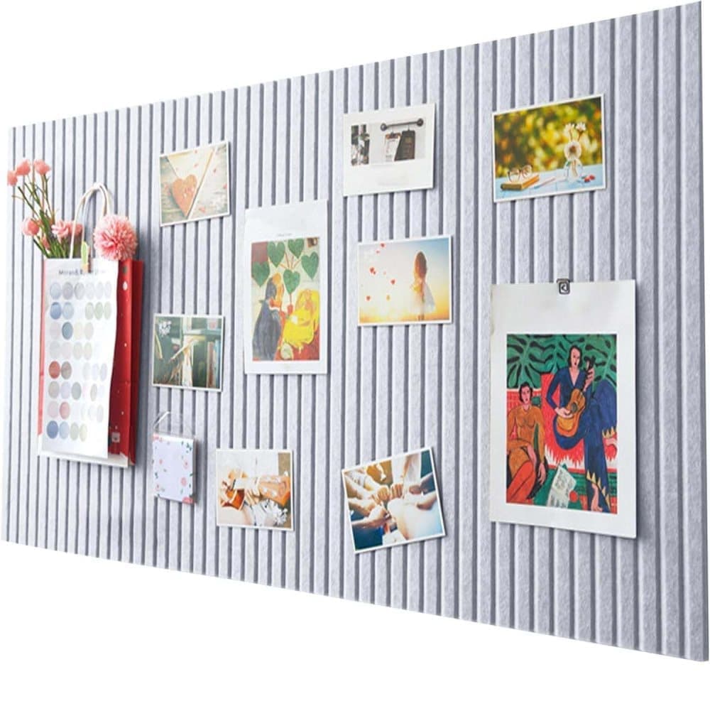 30x45cm Self-adhesive Photo Board, Decorative Cork and Wall Panel Bulletin Board with Acoustic Panels for Photos and Messages, Gray, for Home and Office