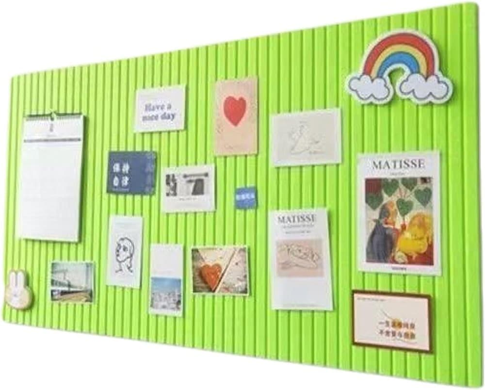 Green Self-Adhesive Photo Board, Decorative Cork and Wall Panel Bulletin Board with Acoustic Panels for Photos and Messages, for Home and Office, 40x60cm