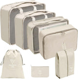 7-Piece Suitcase Organizer Beige, for Luggage Travel Bags